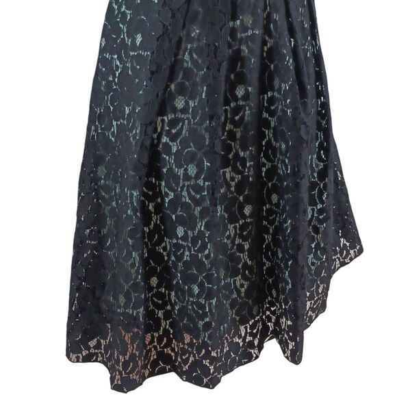 NWT Speechless Mint Lined Lace Skater Dress Sz 9 Leather Trim Floral Overlay 35” - Picture 4 of 9